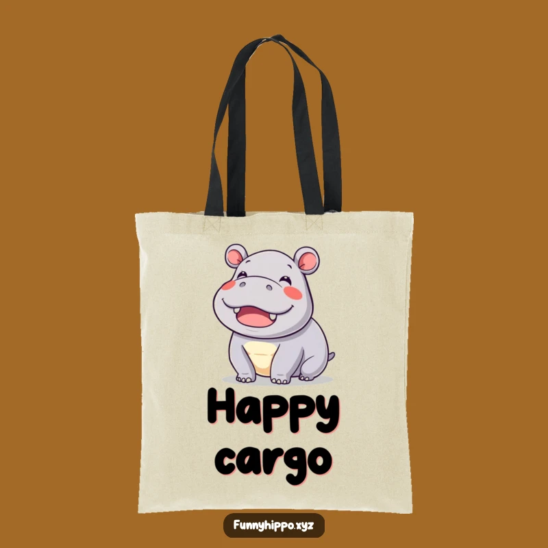 Funny Kawaii Hippo Ear Tote Bag - Cute Wiggling Hippo Carry-All